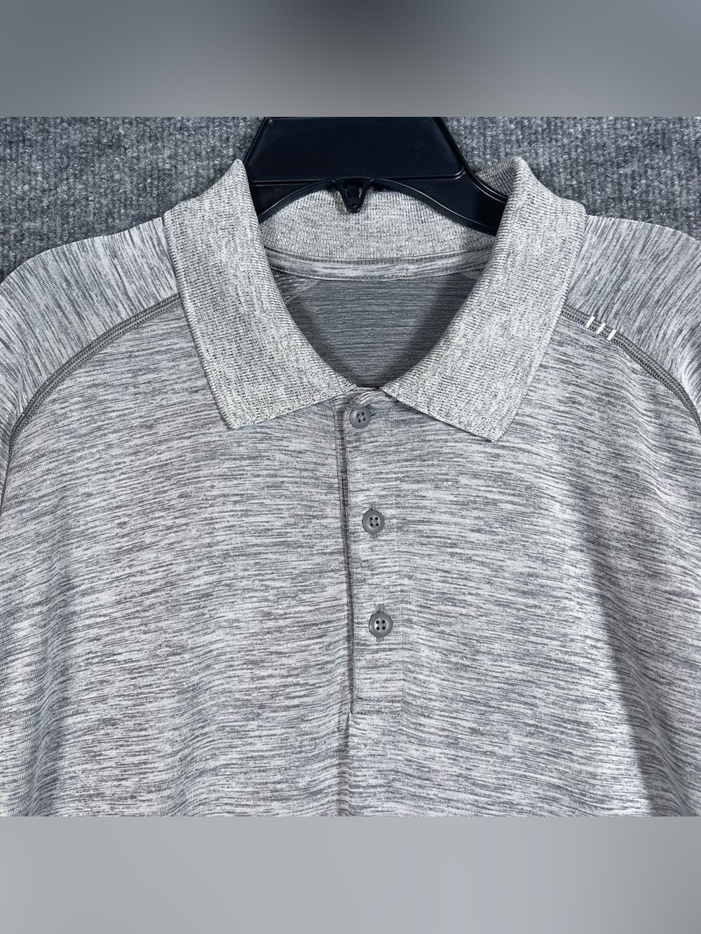 Lululemon Mens‎ XL Gray Heathered Polo Shirt Performance Wicking Athletic Golf - Picture 3 of 8